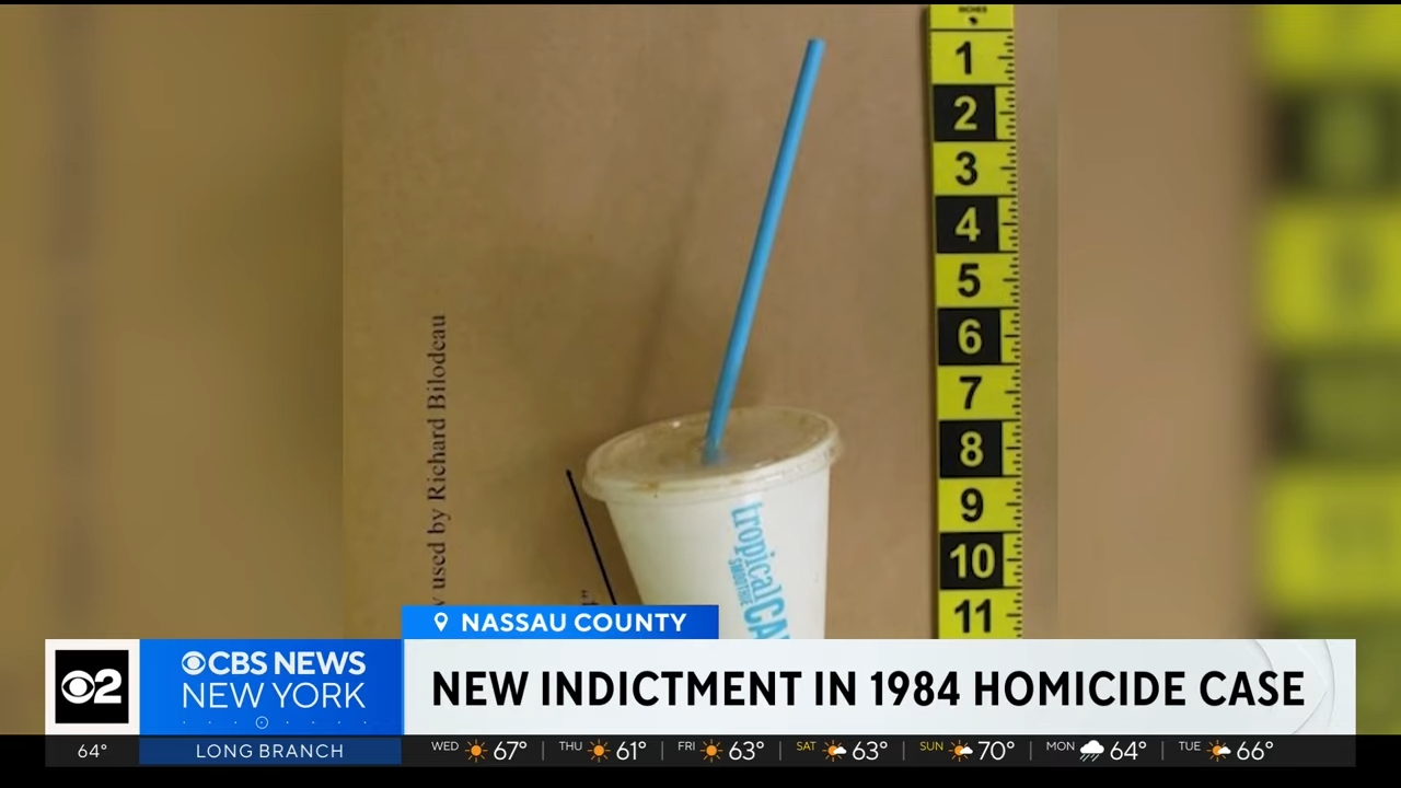 A portion cupful and straw adjacent to a measuring scale, related to a caller indictment successful a 1984 homicide case, arsenic reported by CBS News New York