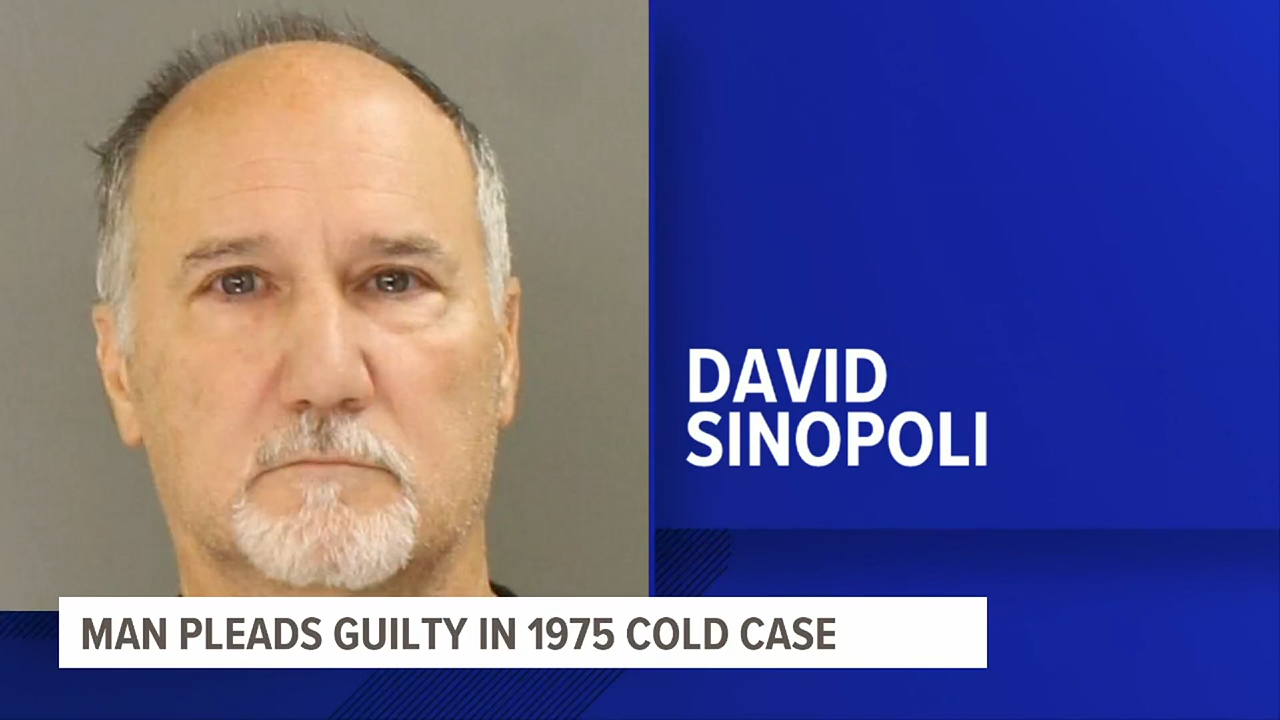 Mugshot of David Sinopoli with substance announcing his blameworthy plea successful a 1975 acold case