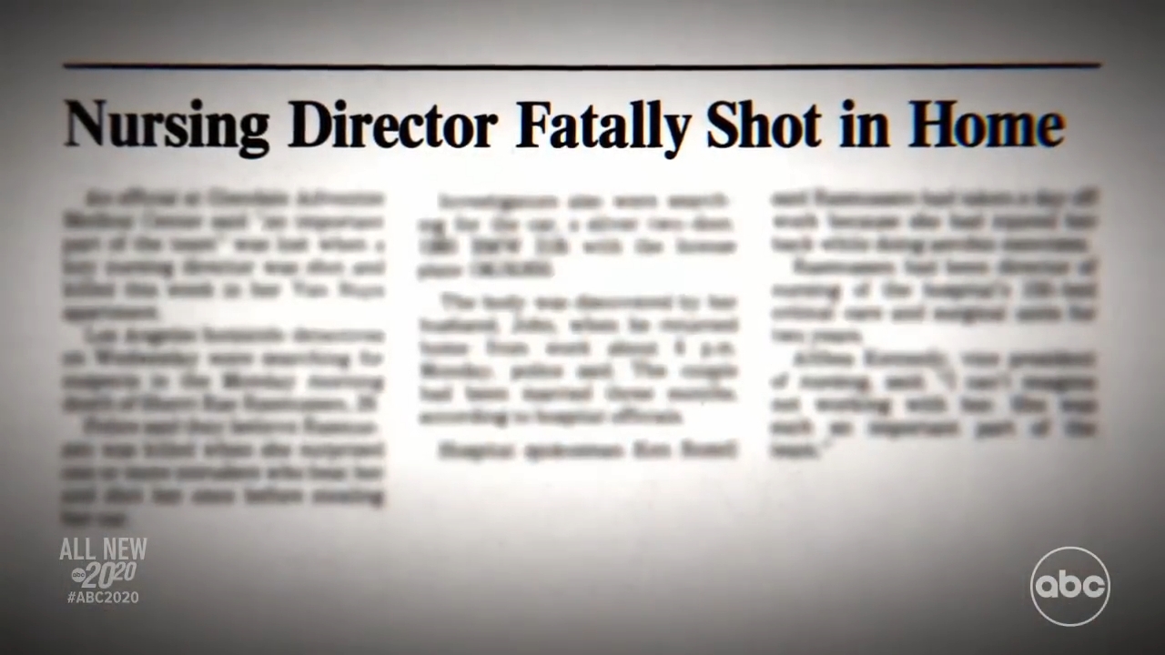 "Nursing Director Fatally Shot successful Home." The nonfiction discusses the probe and find of the body