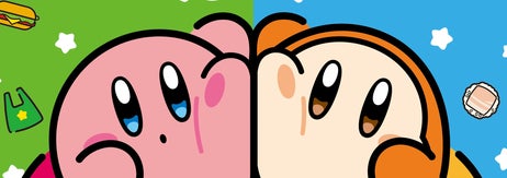 カービィとワドルディが頬を寄せ合う「カービィたちの超まんぞくフェス」告知画像 / ファミリーマートのプレスリリースより