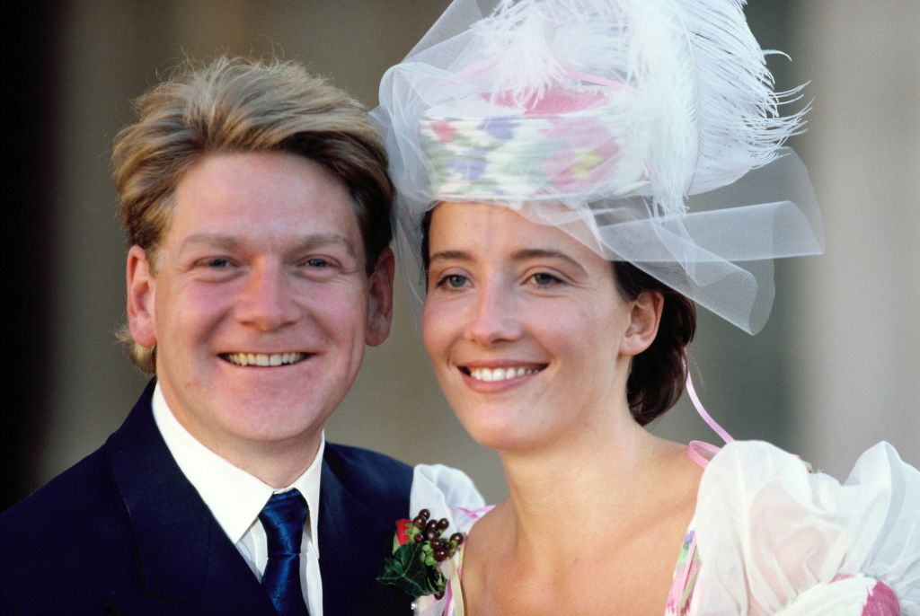 Branagh and Thompson smiling astatine their wedding