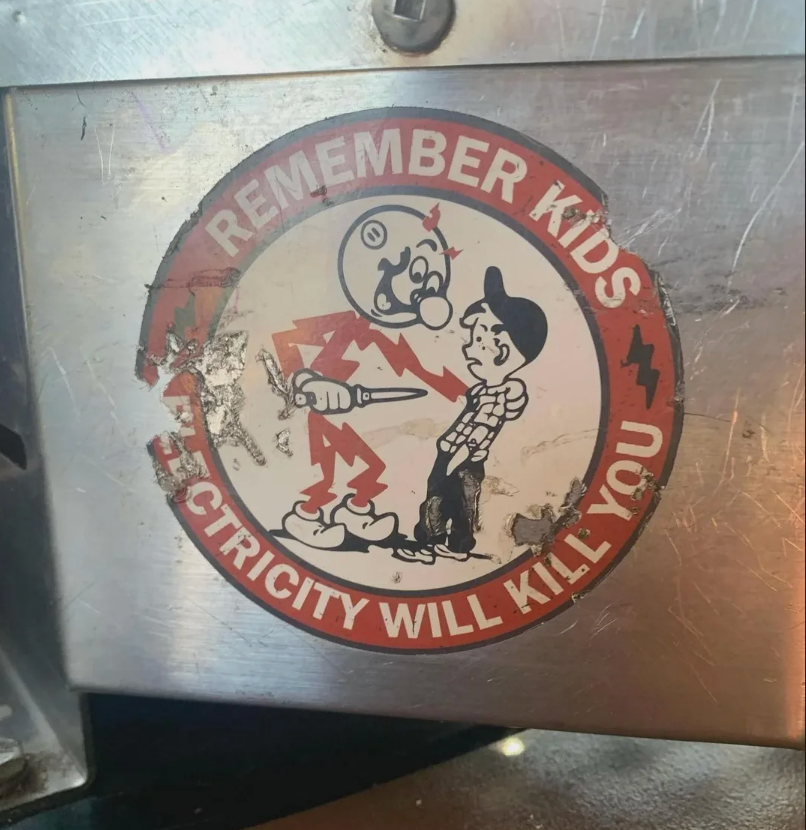  &quot;Remember kids, energy  volition  termination  you,&quot; featuring a menacing electrical  fig  holding a lightning bolt