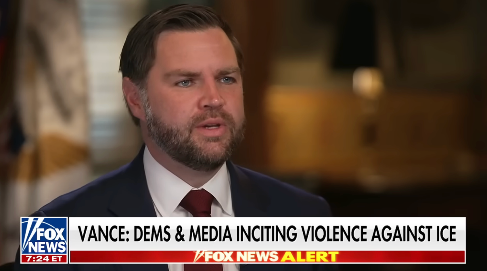  Dems &amp;amp; Media Inciting Violence Against ICE.&quot; Fox News banner astatine  the bottom