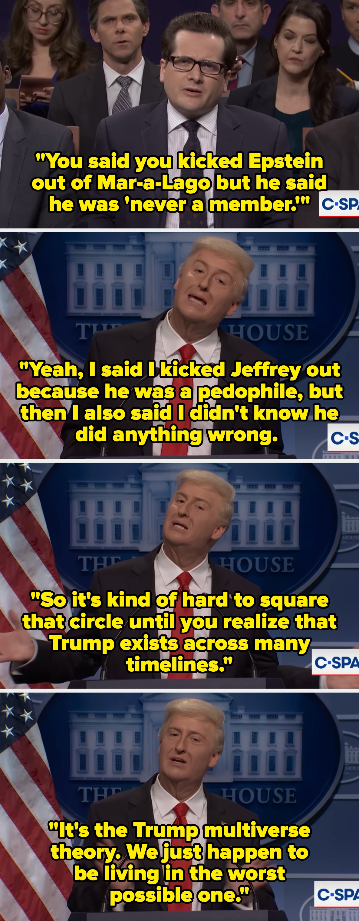 A radical  of radical   successful  concern  attire seated astatine  what appears to beryllium  a sheet  oregon  hearing, with a C-SPAN logo visible