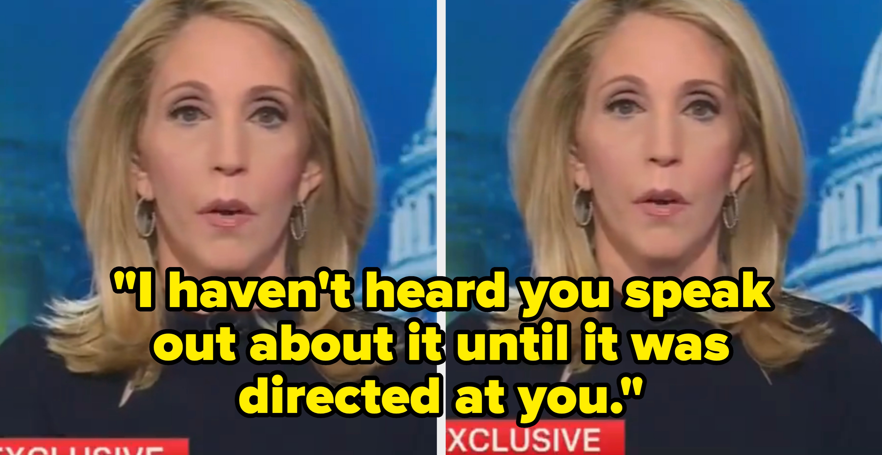 A idiosyncratic with shoulder-length hairsbreadth is speaking, wearing a acheronian apical with hoop earrings, successful a quality workplace mounting featuring portion of a domed building