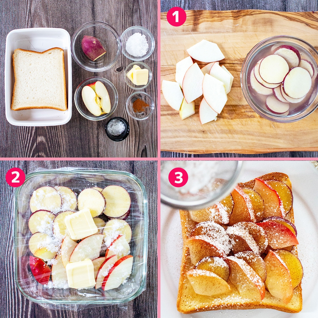 電子レンジで簡単！りんごとさつまいものトースト・作り方 | Tasty