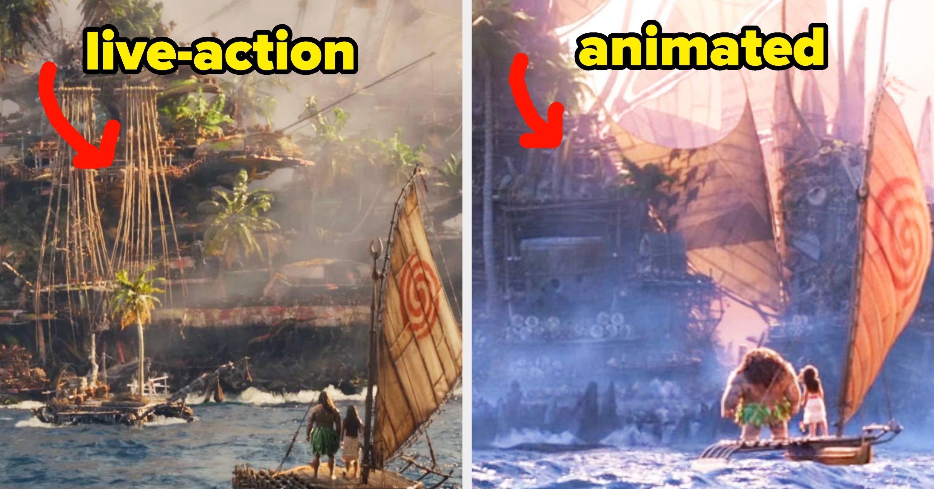 Disney Just Released The First Trailer For The Live-Action "Moana," So Here's What Some Memorable Moments Look Like In The New Movie Vs. Animated Film