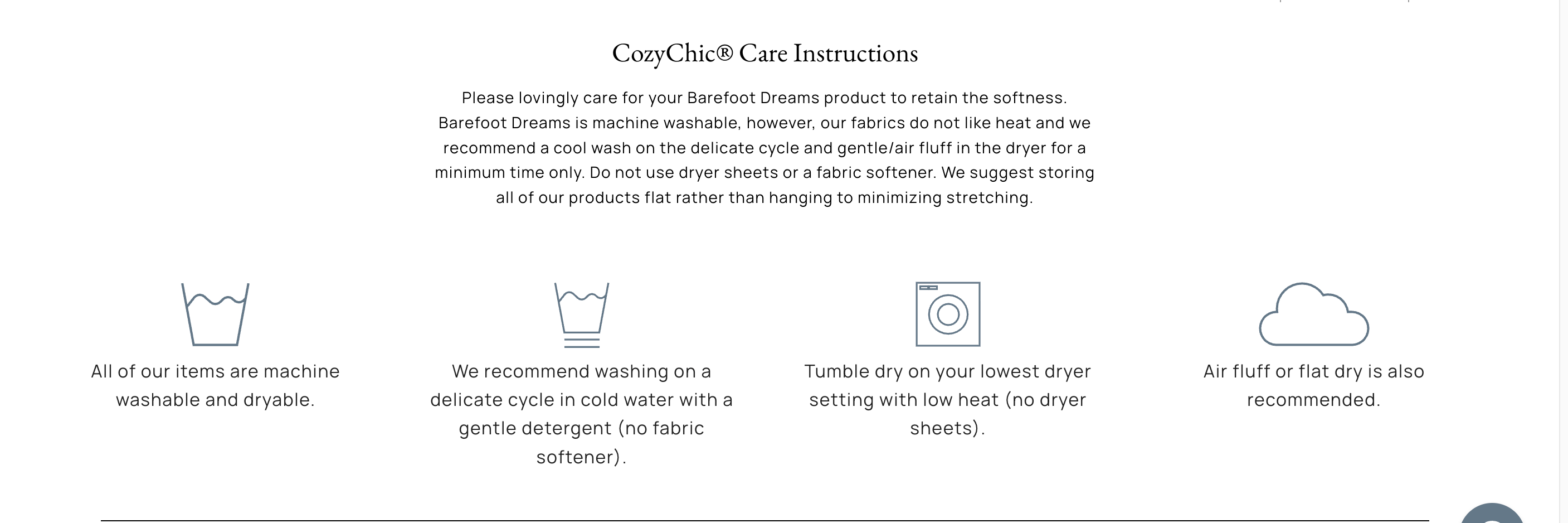 CozyChic pleietips: maskinvaskes kaldt på delikat, uten tøymykner; skånsom tørketrommel lav; unngå tørketrommel; luft lo eller flattørr foreslått