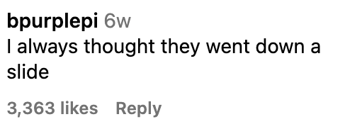 Instagram remark  saying, &quot;I ever  thought   they went down   a slide,&quot; with 3,363 likes