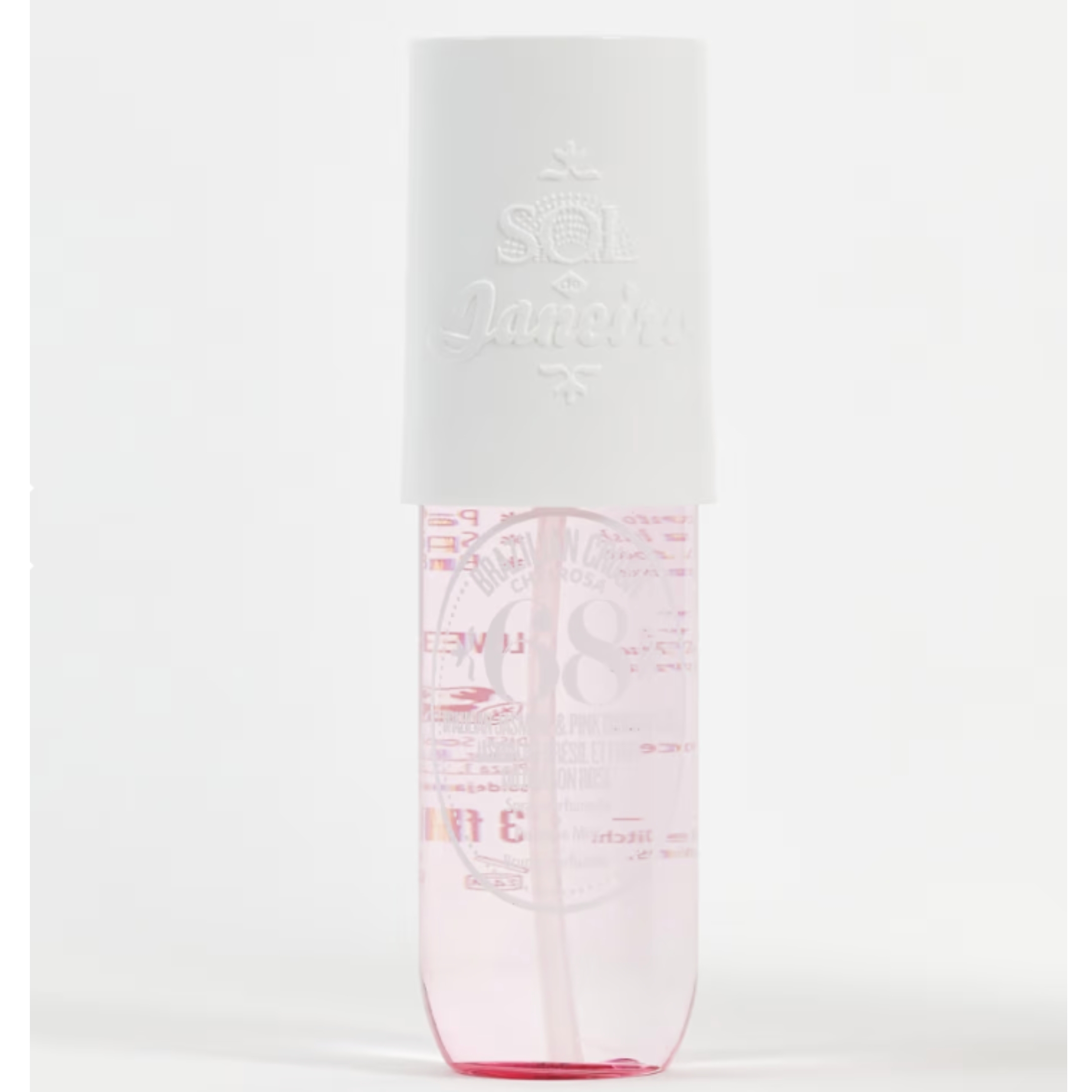 Sol de Janeiro assemblage  spray vessel  with achromatic  cap, featuring embossed marque  name