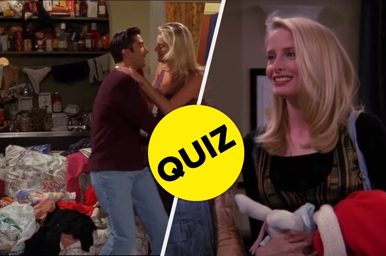 Actors performing comedic scenes in a cluttered apartment. Bold text in the center reads "QUIZ."