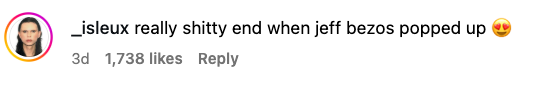 "_isleux truly shitty extremity erstwhile jeff bezos popped up" followed by heart-eyed emoji