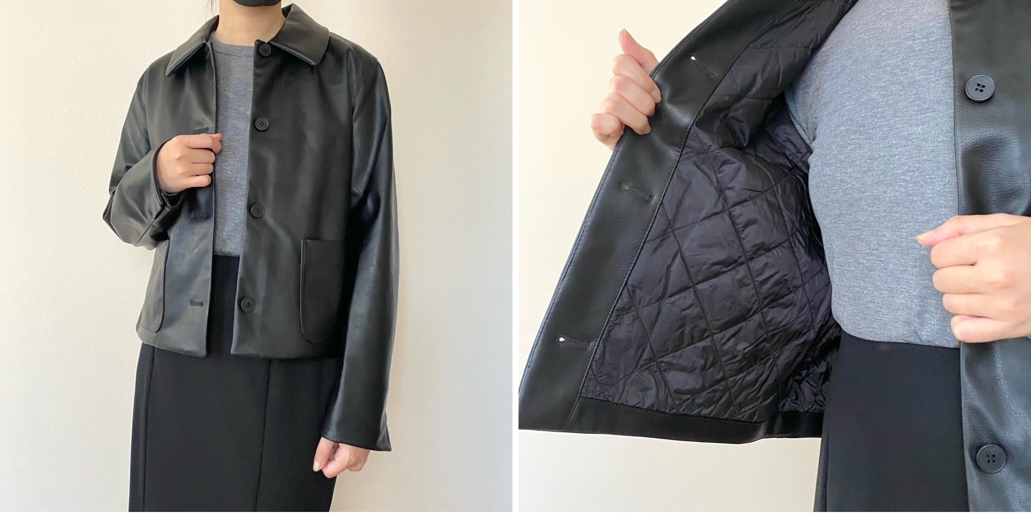 UNIQLO コーティングショートジャケット 38 ダークブラウン Sサイズ