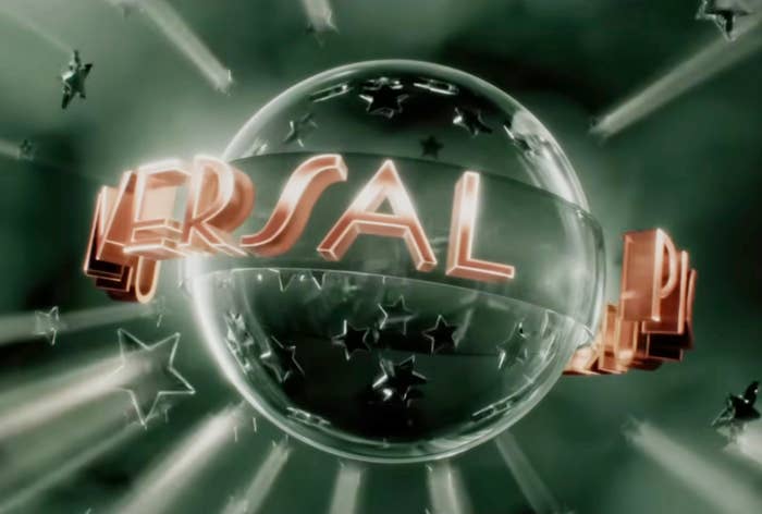 Universal Pictures logo with stars and beams radiating from a globe