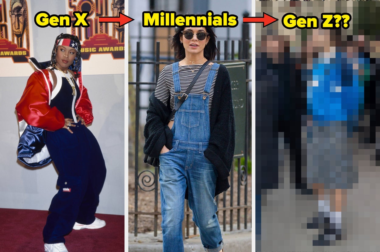 Three images show fashion styles of Millennials in casual chic, Gen X in sporty streetwear, and Baby Boomers in retro glamour