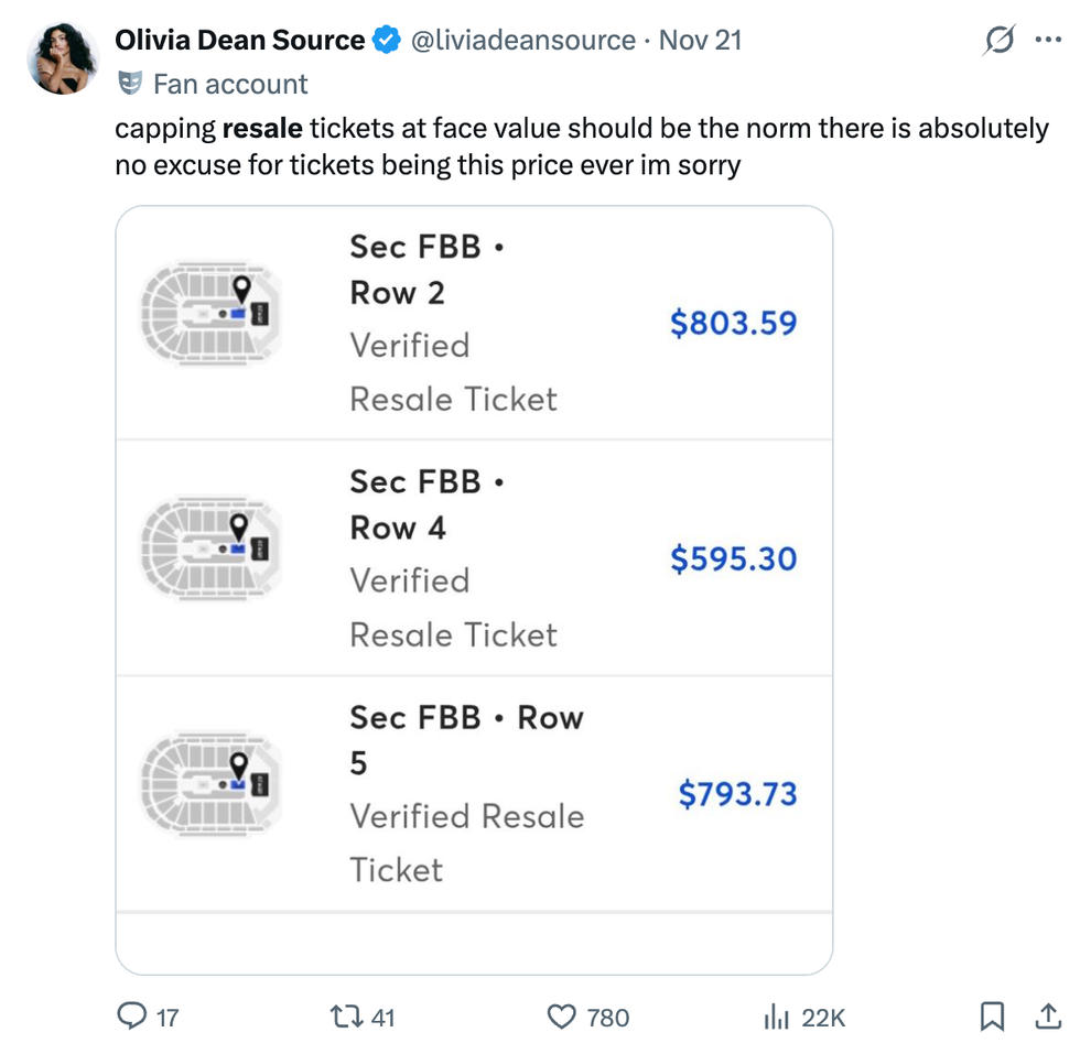 Olivia Dean Drags Ticketmaster's "Vile" Resale Prices