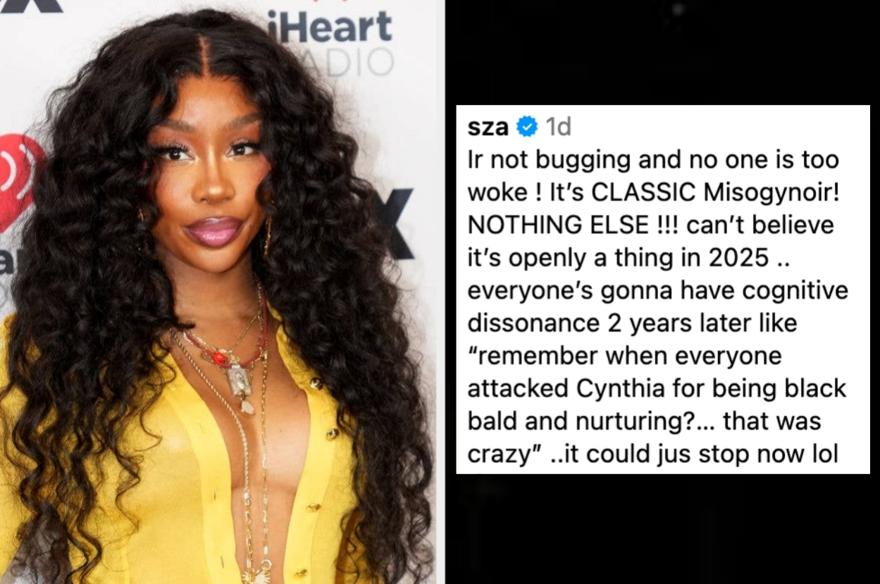 Celebrity wearing a stylish long outfit with voluminous curls. Text discusses concerns about misogynoir and future cognitive dissonance