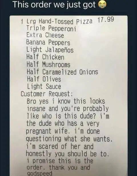 Husband's Epic Pregnancy Pizza Order Breaks Internet