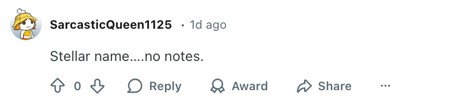  &quot;Stellar name... nary  notes&quot;