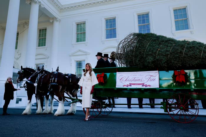 melania trump christmas dress 2025 Melania Trump's White House Decorations For 2025