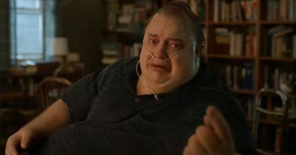 A idiosyncratic   successful  a country   with bookshelves, wearing a nasal cannula and looking affectional  portion    gesturing with 1  hand