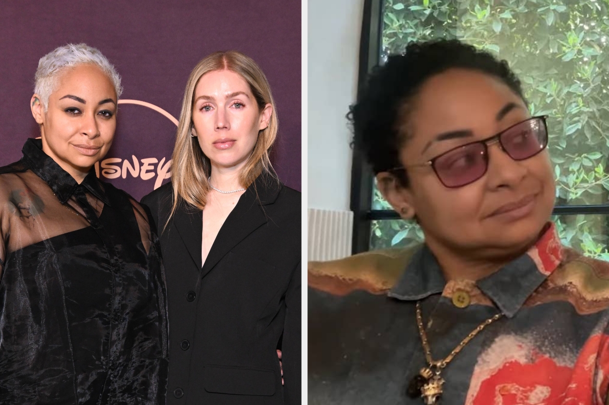 Left: Raven-Symoné and Miranda Maday at an event. Right: Raven on a podcast