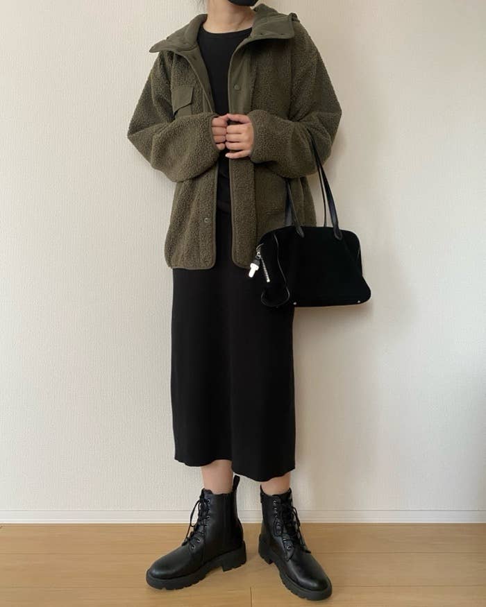 GU engineered garments ボアフリース パーカ 黒 XL ヘビーウェイト 