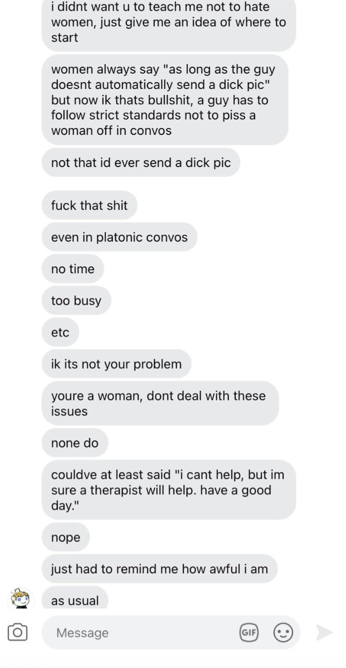 A substance   speech  wherever  1  idiosyncratic   discusses expectations astir  men's behaviour  and mentions therapy, feeling awful, and being reminded of challenges