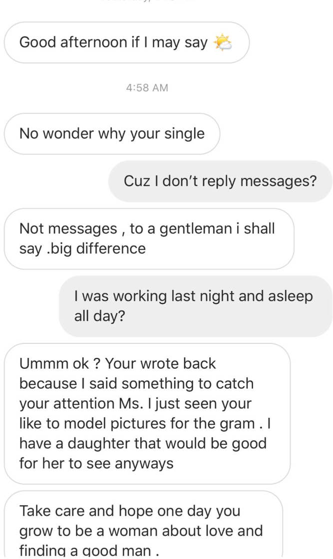 Screenshot of a speech  wherever  1  idiosyncratic   critiques different  for ignoring messages, questioning their activities, and offering unsolicited advice