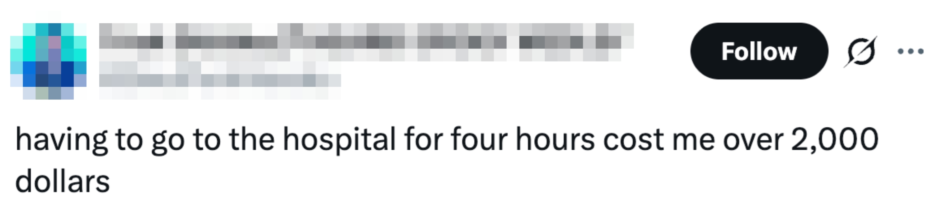 Tweet av Trick Skittles: "Å måtte gå til sykehuset i fire timer kostet meg over 2000 dollar."