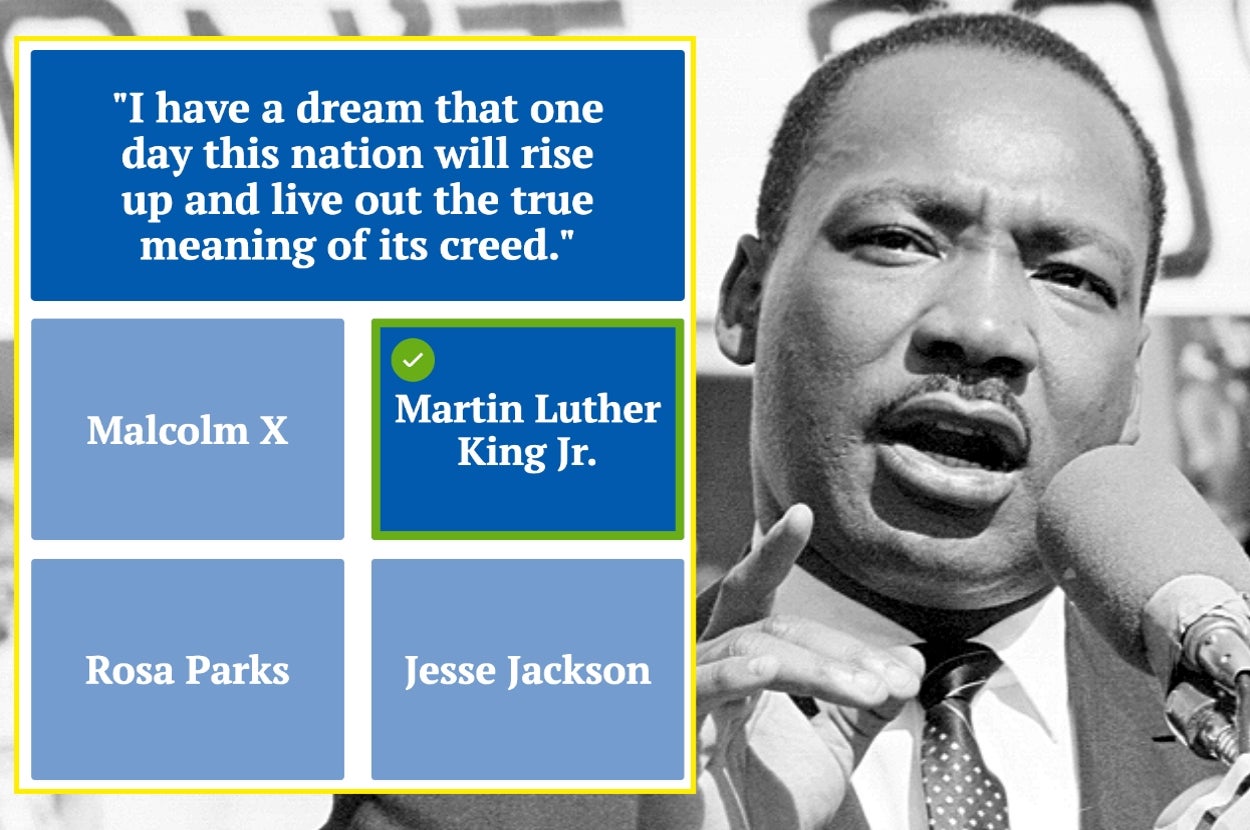 Martin Luther King Jr. speaking with a quote above: "I have a dream that one day this nation will rise up and live out the true meaning of its creed."