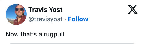 Skjermbilde av et innlegg på sosiale medier av Travis Yost som sa: 