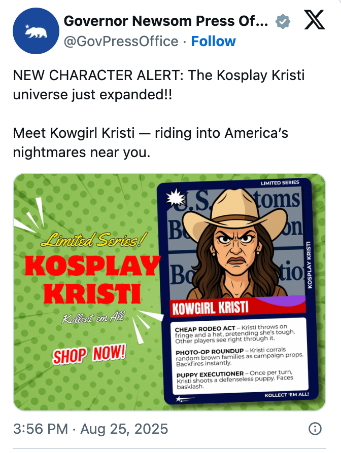 Promotional representation for "Kosplay Kristi" featuring Cowgirl Kristi, a parody quality with a cowboy chapeau and canine illustration, portion of a constricted series