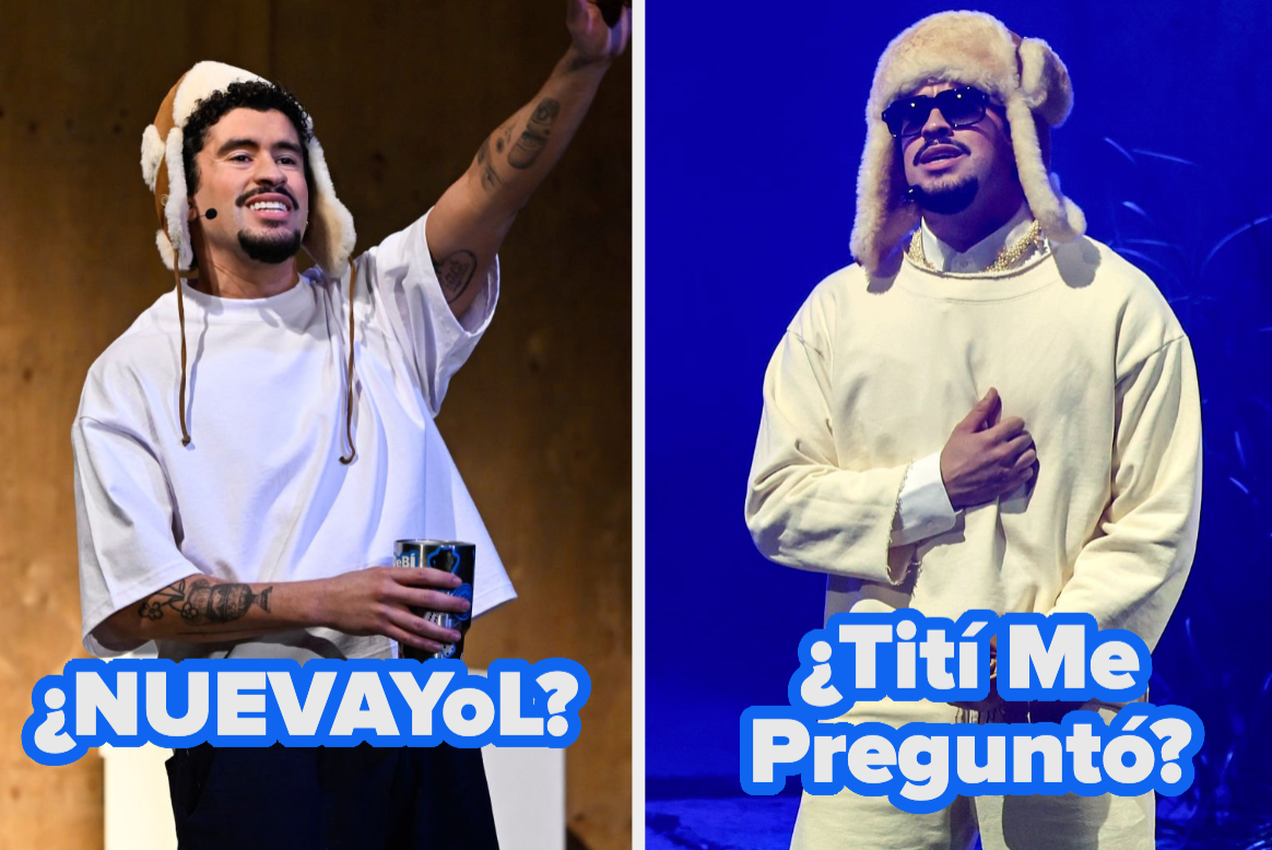Two images of a man in casual streetwear and fur hat, with Spanish text: "u00bfNUEVAyOL?" and "u00bfTitu00ed Me Preguntu00f3?"