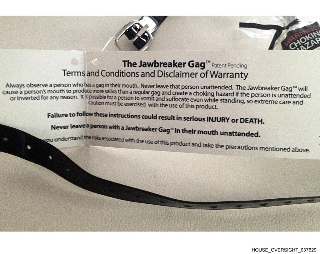 Disclaimer and informing astir the usage of "The Jawbreaker Gag," emphasizing imaginable choking risks and advising not to permission users unattended