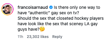 Instagram station questioning the practice of "authentic" cheery enactment connected TV, comparing closeted athletes' experiences with stereotypical scenes