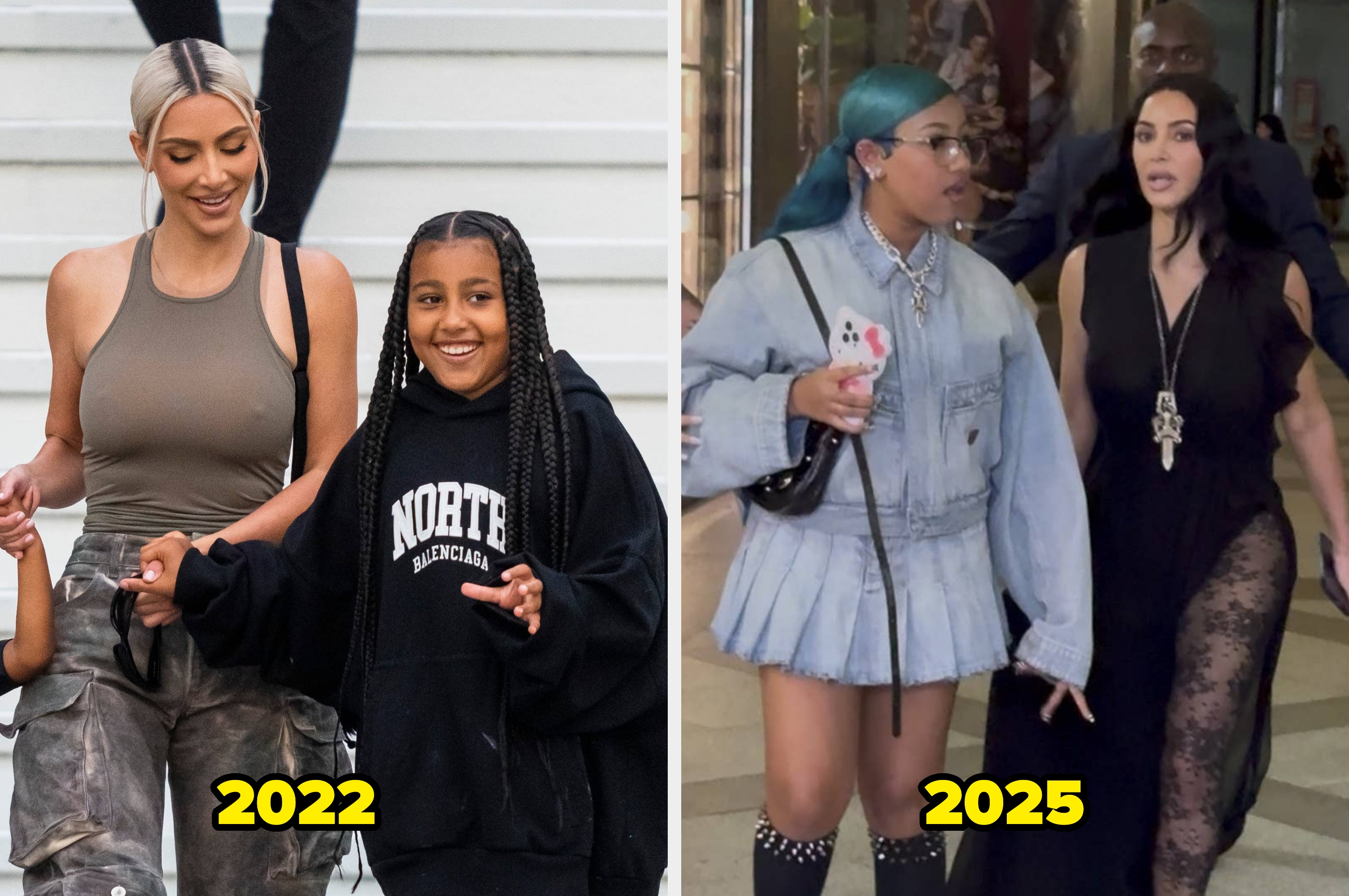 Pics of Kim Kardashian and North West in 2022 and 2025