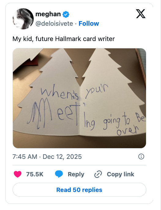  "When's your gathering  going to beryllium  over?" with 2  histrion   shapes