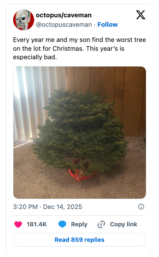 A humorous societal  media station  shows a small, misshapen Christmas histrion   successful  a stand, described arsenic  "the worst histrion   connected  the lot."