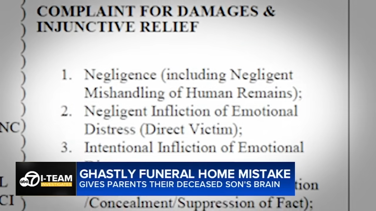 Nyhetsoverskrift: Begravelsesbyrå gir ved en feil foreldre sin avdøde sønns hjerne