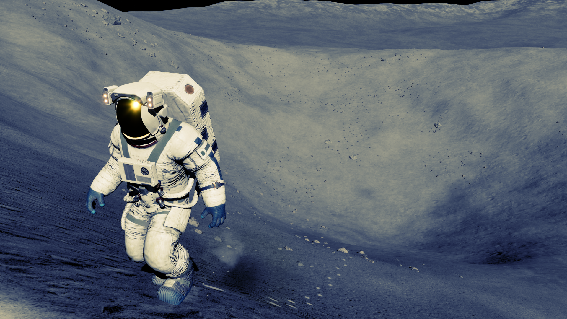 月面を登るゲーム画面のスクリーンショット / ヒストリアのプレスリリースより