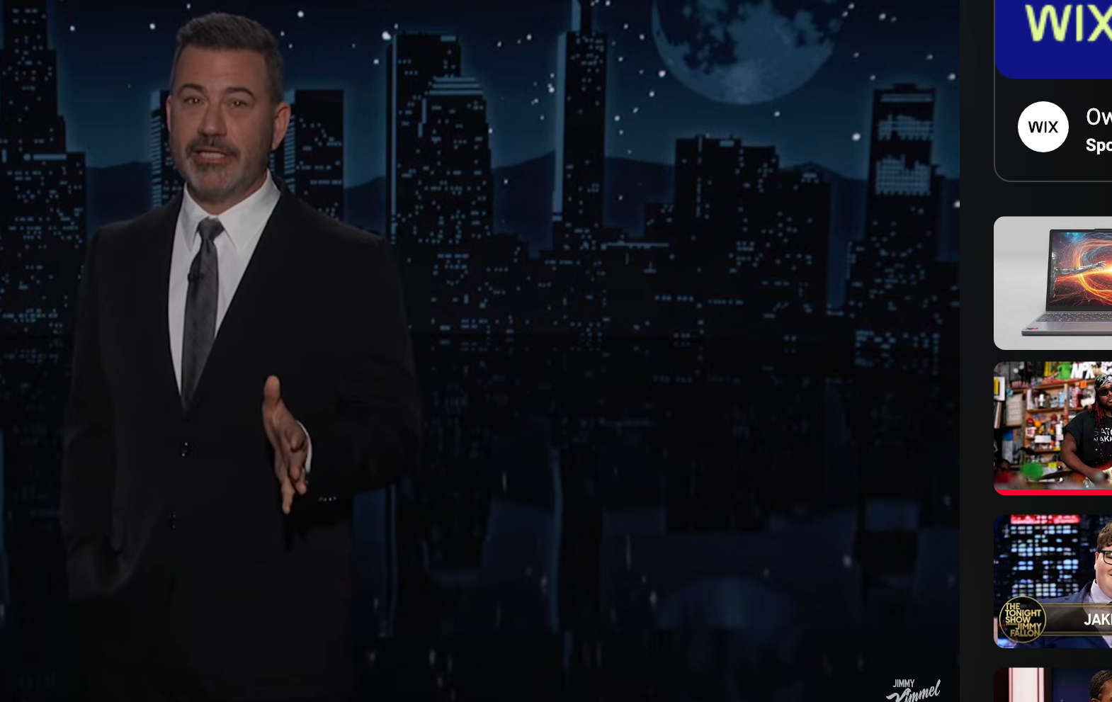 Jimmy Kimmel speaking on his talk show