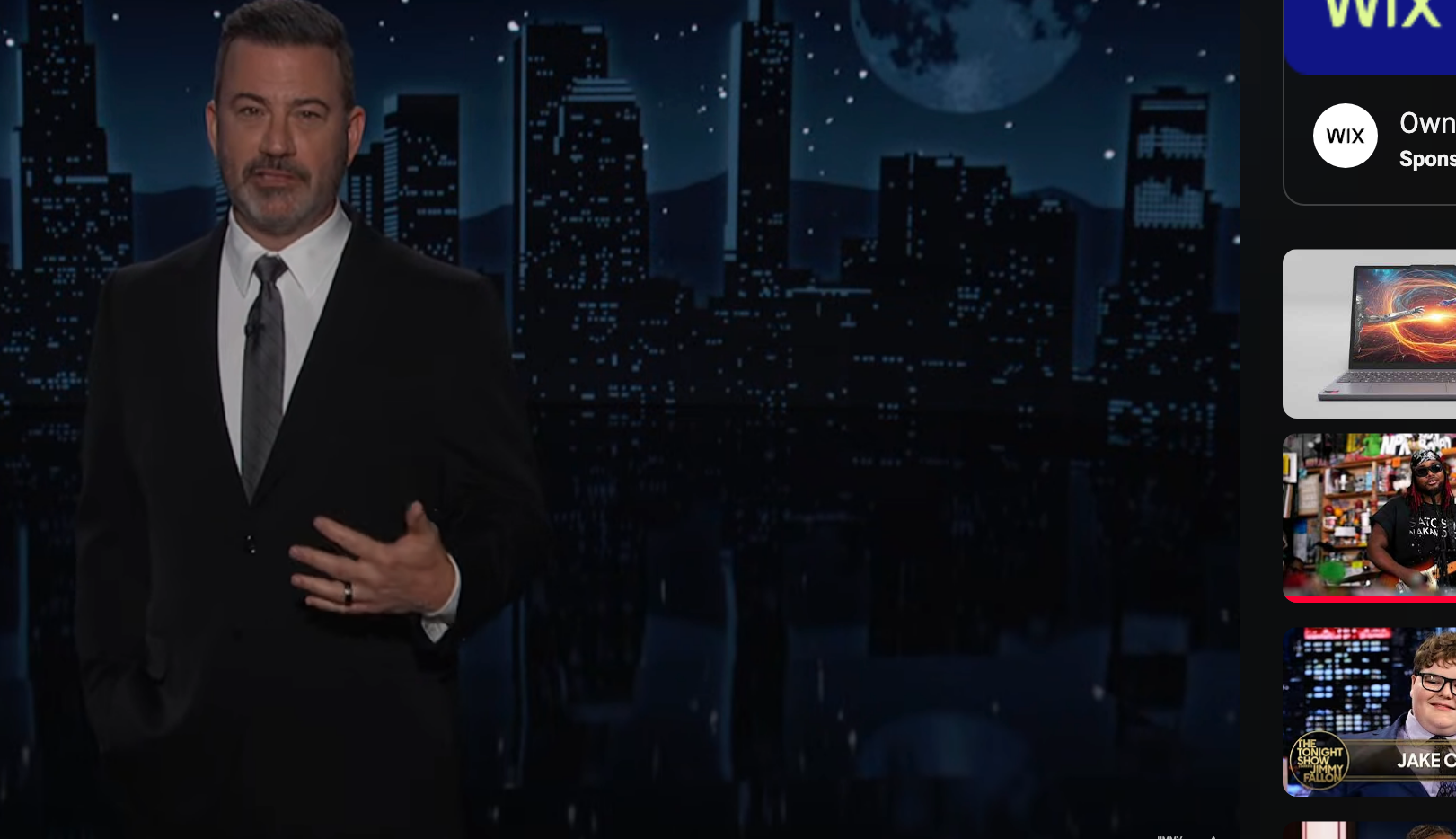 Jimmy Kimmel speaking on his talk show