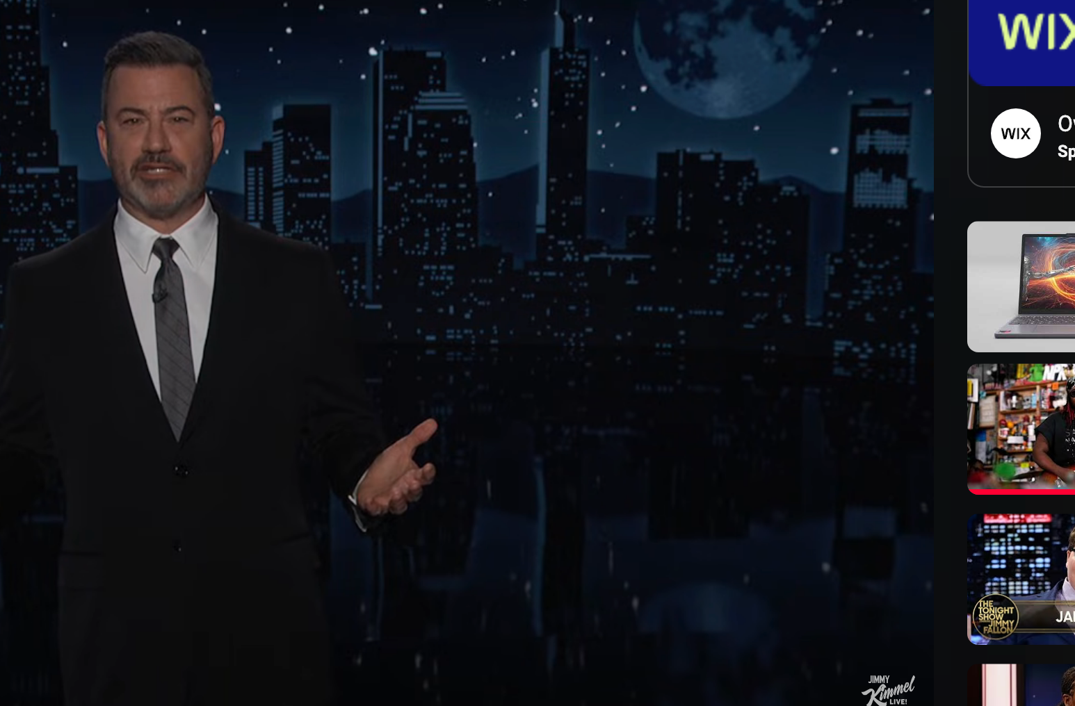 Jimmy Kimmel speaking on his talk show