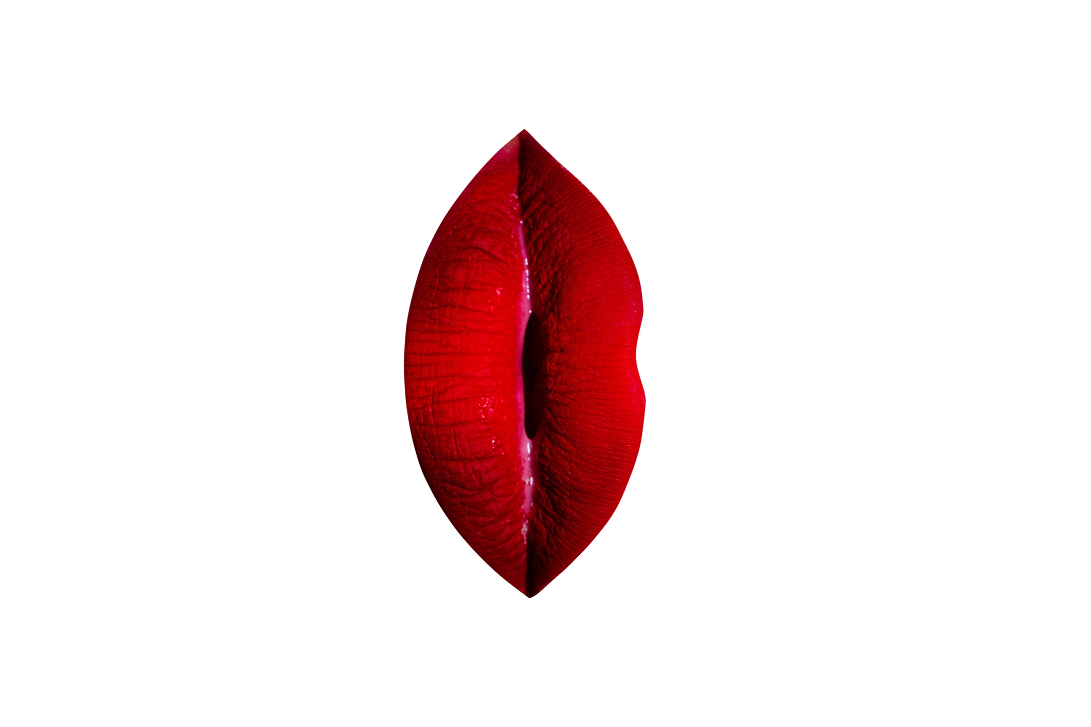 Red lips successful a kissing signifier connected a achromatic background