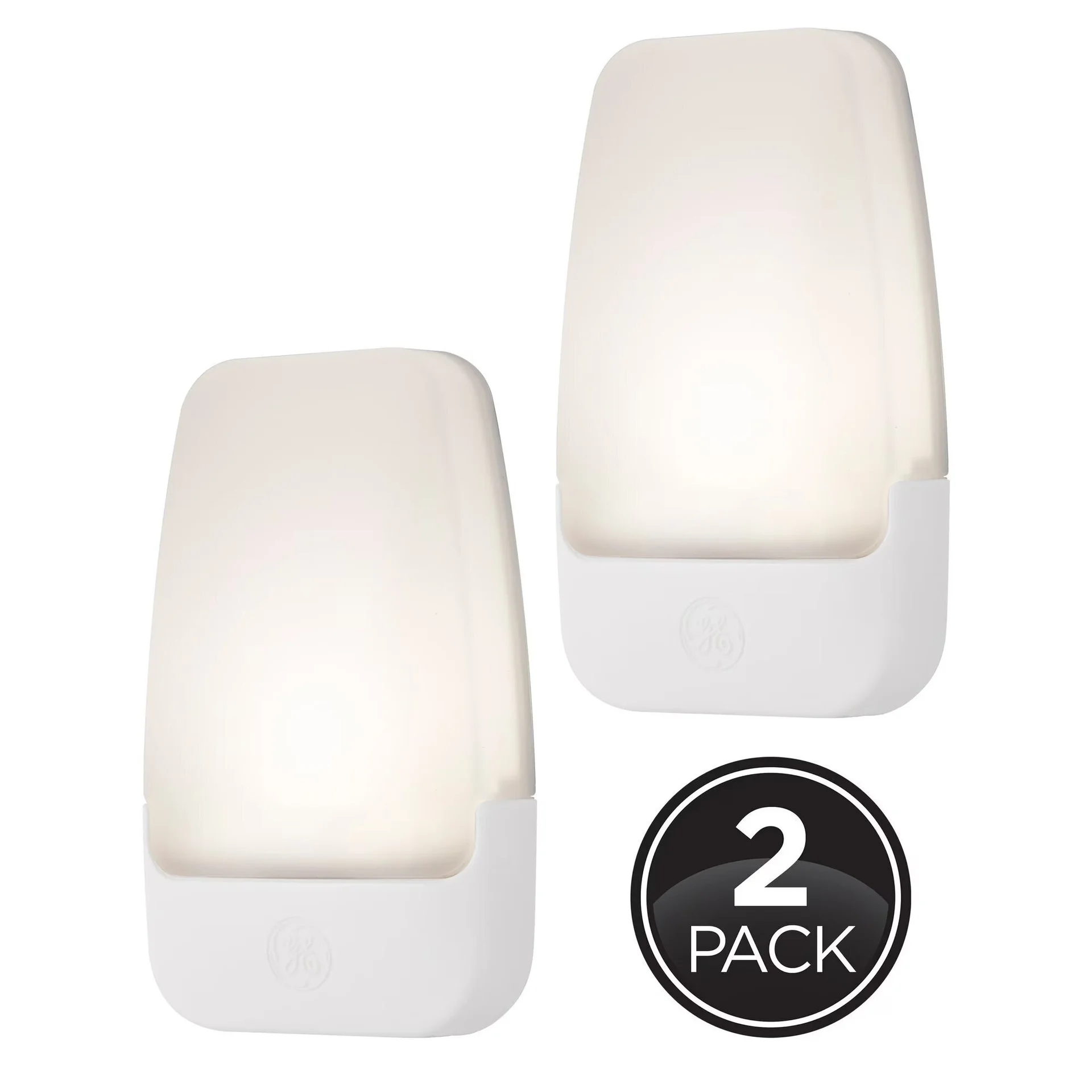 Two plug-in nighttime lights with achromatic covers, shown successful a bundle of two. Ideal for bedrooms oregon hallways for ambient lighting