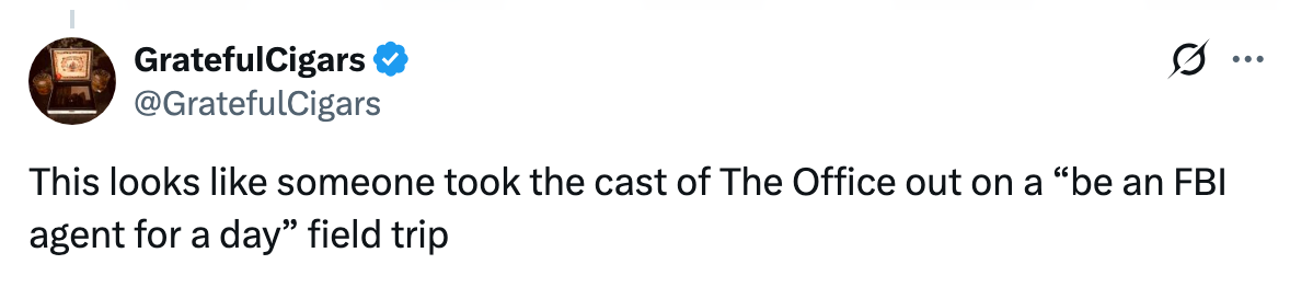 Tweet jokingly suggests the formed of "The Office" is connected a "be an FBI cause for a day" tract trip