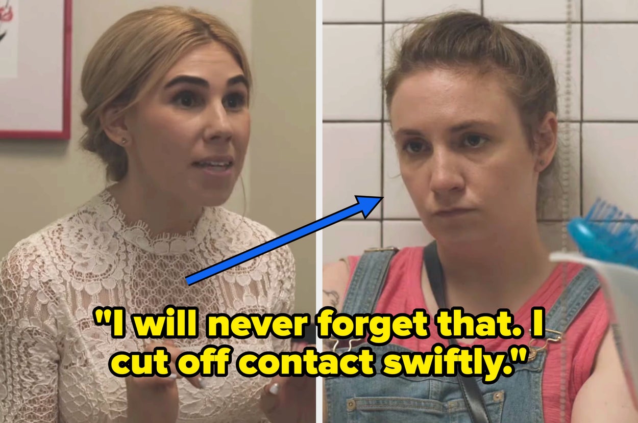 Two people talking, left woman in a lace dress with an expressive gesture, right woman in casual pink top with denim overalls, listening intently