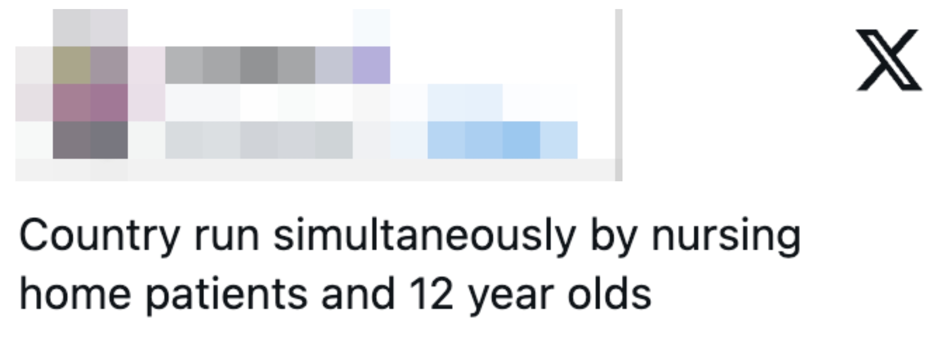 Tweet av Nathan: "Land som drives samtidig av sykehjemspasienter og 12 åringer."