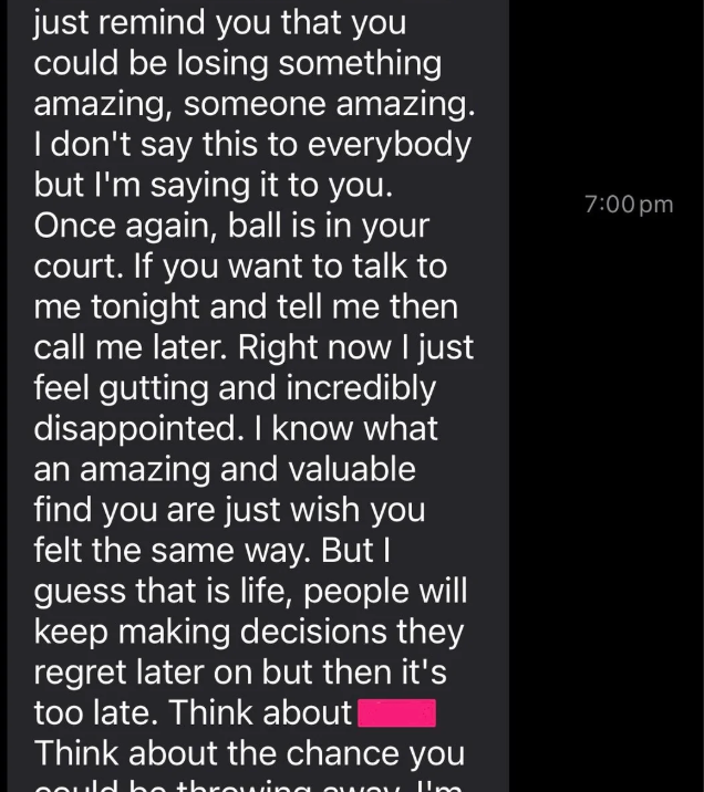 A substance   connection   expressing disappointment and urging the recipient to deliberation  astir  their beingness  choices, hoping for a response, but besides  saying goodbye